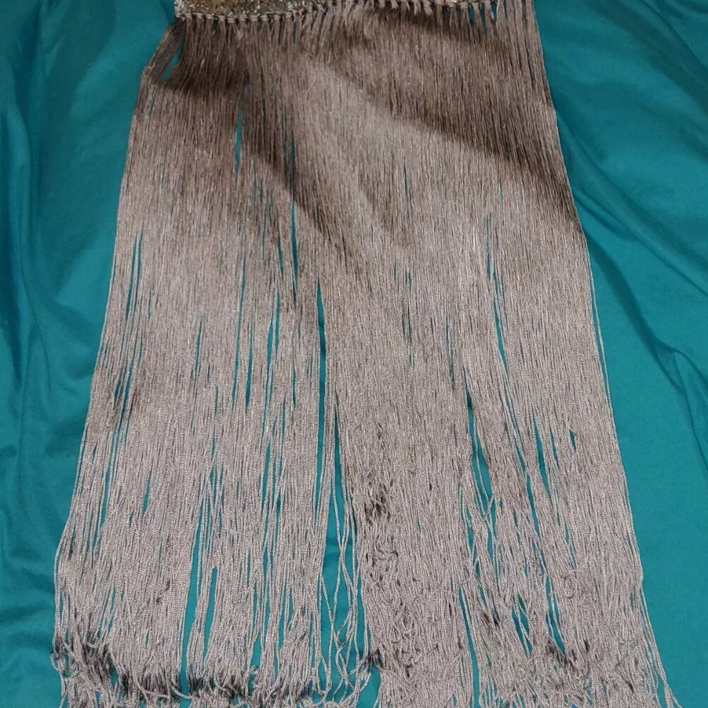 Silver Sequin Fringe Belt Circle Hip Wrap Embelished Festival Rave Scarf EUC